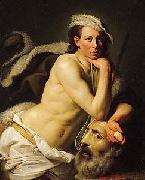 Johann Zoffany Self portrait as David with the head of Goliath, oil painting on canvas